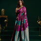 Rajwada Wine and Teal Blue Silk Blend Woven Saree For Women