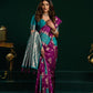 Rajwada Wine and Teal Blue Silk Blend Woven Saree For Women