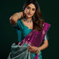 Rajwada Wine and Teal Blue Silk Blend Woven Saree For Women