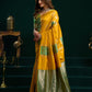 Rajwada Yellow and Light Green Silk Blend Woven Saree For Women