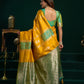 Rajwada Yellow and Light Green Silk Blend Woven Saree For Women