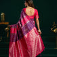 Rajwada Purple and Pink Silk Blend Woven Saree For Women