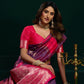 Rajwada Purple and Pink Silk Blend Woven Saree For Women