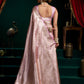 Rajwada Light Pink Silk Blend Woven Saree For Women