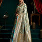 Rajwada Sky Blue and Gold Silk Blend Woven Saree For Women