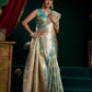 Rajwada Sky Blue and Gold Silk Blend Woven Saree For Women