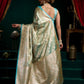 Rajwada Sky Blue and Gold Silk Blend Woven Saree For Women