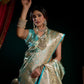 Rajwada Sky Blue and Gold Silk Blend Woven Saree For Women