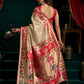 Rajwada Beige Silk Blend Woven Saree For Women