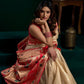 Rajwada Beige Silk Blend Woven Saree For Women