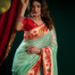 Rajwada Light Green Silk Blend Woven Saree For Women