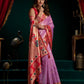 Rajwada Light Pink Silk Blend Woven Saree For Women