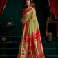 Rajwada Light Green Silk Blend Woven Saree For Women