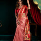 Rajwada Pink and Maroon Silk Blend Woven Saree For Women