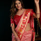 Rajwada Pink and Maroon Silk Blend Woven Saree For Women