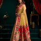 Rajwada Yellow Silk Blend Woven Saree For Women