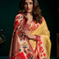 Rajwada Yellow Silk Blend Woven Saree For Women