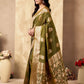 Rajwada Olive Silk Blend Woven Saree For Women