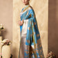 Rajwada Sky Blue Silk Blend Woven Saree For Women
