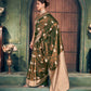 Rajwada Olive And Beige Silk Blend Woven Saree For Women