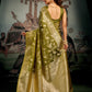 Rajwada Olive Silk Blend Woven Saree For Women