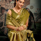 Rajwada Olive Silk Blend Woven Saree For Women