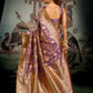 Rajwada Mauve Silk Blend Woven Saree For Women