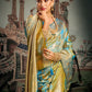 Rajwada Sky Blue Silk Blend Woven Saree For Women