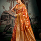 Rajwada Orange Silk Blend Woven Saree For Women
