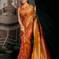 Rajwada Orange Silk Blend Woven Saree For Women