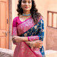 Rajwada Navy Blue Silk Blend Woven Saree For Women