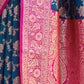 Rajwada Navy Blue Silk Blend Woven Saree For Women