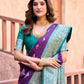 Rajwada Wine and Teal Blue Silk Blend Woven Saree For Women