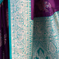 Rajwada Wine and Teal Blue Silk Blend Woven Saree For Women