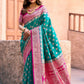 Rajwada Teal Green and Magenta Silk Blend Woven Saree For Women