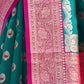 Rajwada Teal Green and Magenta Silk Blend Woven Saree For Women