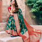 Rajwada Green and Red Silk Blend Woven Saree For Women