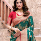 Rajwada Green and Red Silk Blend Woven Saree For Women