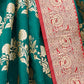 Rajwada Green and Red Silk Blend Woven Saree For Women