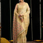Rajwada Light Yelllow Cotton Blend Woven Saree For Women