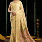 Rajwada Light Yelllow Cotton Blend Woven Saree For Women