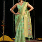 Rajwada Light Green Cotton Blend Woven Saree For Women