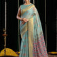 Rajwada Light Blue Cotton Blend Woven Saree For Women