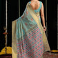 Rajwada Light Blue Cotton Blend Woven Saree For Women