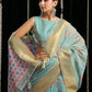 Rajwada Light Blue Cotton Blend Woven Saree For Women
