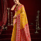 Rajwada Yellow and Red Silk Blend Woven Saree For Women