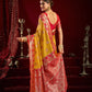 Rajwada Yellow and Red Silk Blend Woven Saree For Women