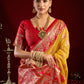 Rajwada Yellow and Red Silk Blend Woven Saree For Women