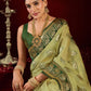 Rajwada Light Green Silk Blend Woven Saree For Women