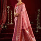 Rajwada Light Pink Silk Blend Woven Saree For Women